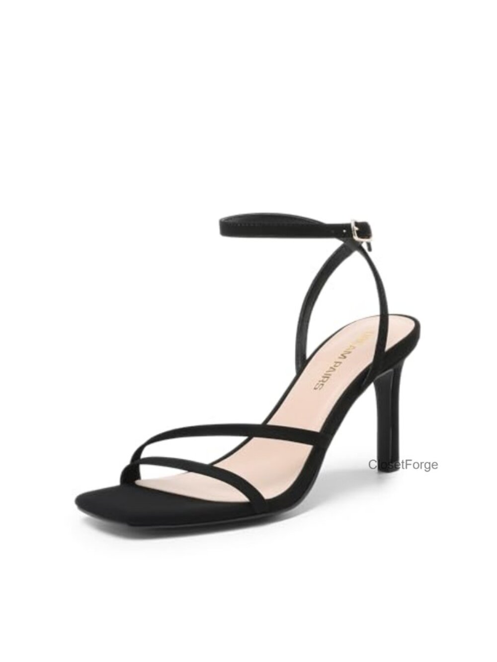 Strappy Stiletto Heels Women's Open Toe Sandals Faux Leather Ankle Strap